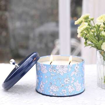 LA JOLIE MUSE Citronella Candles Outdoor Large, 14.1 oz, Long Burning 2-Wick Indoor & Outdoor Candles, Pure Essential Oil, Natural Wax Tin Candle