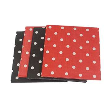 Red Black Polka Dot Paper Napkins 80count - Decorative Dinner Luncheon Napkins for Party Events, fol...