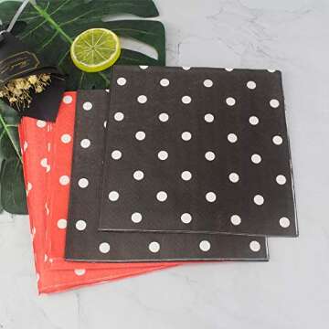 Charming Red Black Polka Dot Napkins for Events - 80ct