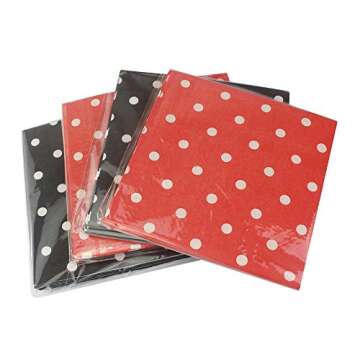 Charming Red Black Polka Dot Napkins for Events - 80ct