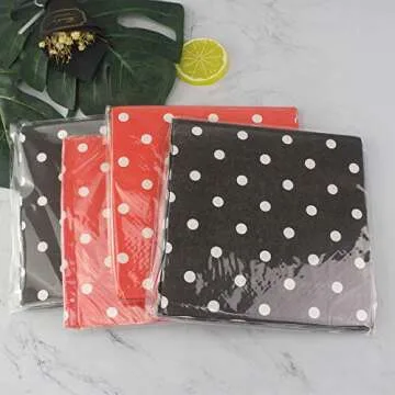 Charming Red Black Polka Dot Napkins for Events - 80ct
