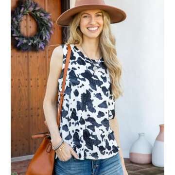 Chic Cow Pattern Sleeveless Camisole for Summer