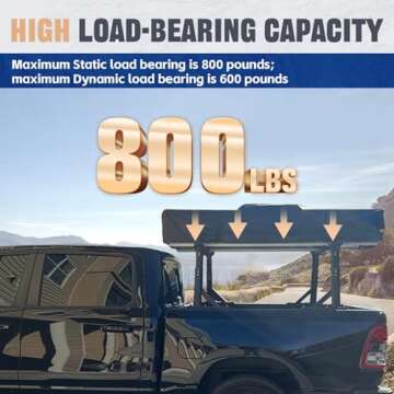 AUXPACBO 800LB Extendable Truck Bed Rack Compatible with All Modern Truck, Adjustable Height Heavy Duty Pickup Ladder Rack for Cargo Rack Camper Rack,Fit for Ram/F-150/Silverado/Sierra/Tundra/Tacoma