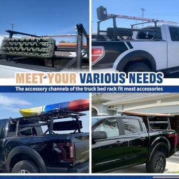 AUXPACBO 800LB Extendable Truck Bed Rack Compatible with All Modern Truck, Adjustable Height Heavy Duty Pickup Ladder Rack for Cargo Rack Camper Rack,Fit for Ram/F-150/Silverado/Sierra/Tundra/Tacoma