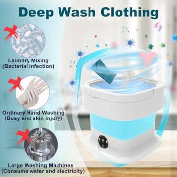 Portable Washing Machine, 15L Upgraded Foldable Mini Portable Washing Machine, Small 2 in 1 Compact ...