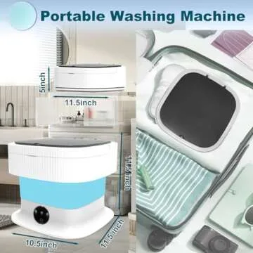 Portable Washing Machine, 15L Upgraded Foldable Mini Portable Washing Machine, Small 2 in 1 Compact Washing Machine for Apartment, Travel Laundry (Blue)