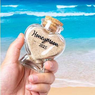 TUNGURIS Honeymoon Sand Keepsake Jar 2025，Bridal Shower Gift, Wedding Gift, Engagement Gift, Honeymoon Gift, Travel Gift for Couples, Newlywed, Fiance(Gift Box Includes) - 40ml Glass