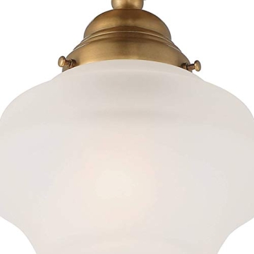 Farmhouse Ceiling Light Semi Flush Mount Brass White Shade