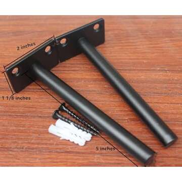 8 Pcs 5" Black Solid Steel Floating Shelf Bracket Blind Shelf Supports - Hidden Brackets for Floatin...