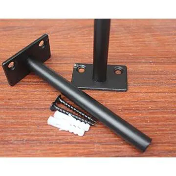 8 Pcs 5" Black Solid Steel Floating Shelf Bracket Blind Shelf Supports - Hidden Brackets for Floating Wood Shelves - Concealed Blind Shelf Support – Screws and Wall Plugs Included