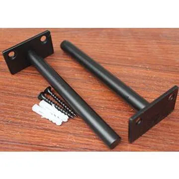 8 Pcs 5" Black Solid Steel Floating Shelf Bracket Blind Shelf Supports - Hidden Brackets for Floating Wood Shelves - Concealed Blind Shelf Support – Screws and Wall Plugs Included