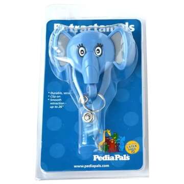Pedia Pals Pack-3 Elephant Pediatric Badge Reels Retractable – Adorable Cute Designs for Healthcare Professionals, Durable & Latex-Free, 26 inches Universal Animal Badge Reel for Nurses & Doctors