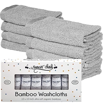 Sweet Child 8-Pack Baby Washcloths - Super Soft Rayon Washcloths for Infants, Kids, Bath Time, and F...