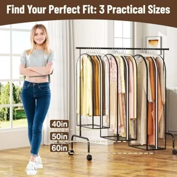 40” Ultra Clear Garment Bags with 10” Gussets for Travel