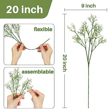 MAQIAHN 6 Baby Breath Artificial Flowers - Babies Breath Flowers Artificial Bulk Faux Flowers Bouquet White Flores Greenery Real Touch Fake Flowers Arrangements Wedding Centerpieces Tables Decorations
