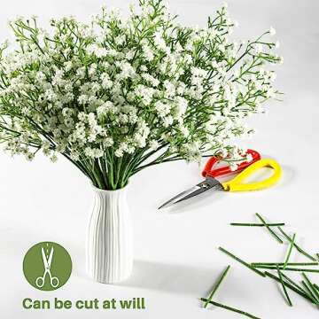 MAQIAHN 6 Baby Breath Artificial Flowers - Babies Breath Flowers Artificial Bulk Faux Flowers Bouquet White Flores Greenery Real Touch Fake Flowers Arrangements Wedding Centerpieces Tables Decorations