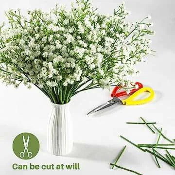 MAQIAHN 6 Baby Breath Artificial Flowers - Babies Breath Flowers Artificial Bulk Faux Flowers Bouquet White Flores Greenery Real Touch Fake Flowers Arrangements Wedding Centerpieces Tables Decorations