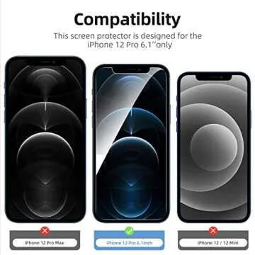 NEW'C 4 Pack, 2 Pack Screen Protector for iPhone 12 Pro + 2 Pack Camera Lens Protector, Sensor Protection,Case Friendly Tempered Glass Film