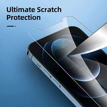 NEW'C 4 Pack, 2 Pack Screen Protector for iPhone 12 Pro + 2 Pack Camera Lens Protector, Sensor Protection,Case Friendly Tempered Glass Film