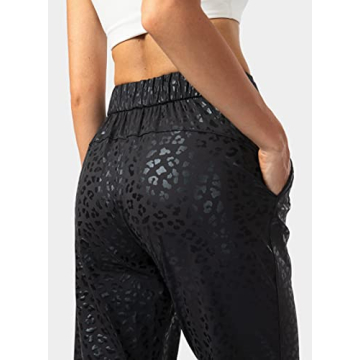 SANTINY Women's Joggers Pants Pockets Drawstring Running Sweatpants for Women Lounge Workout Jogging(Black Leopard_M)