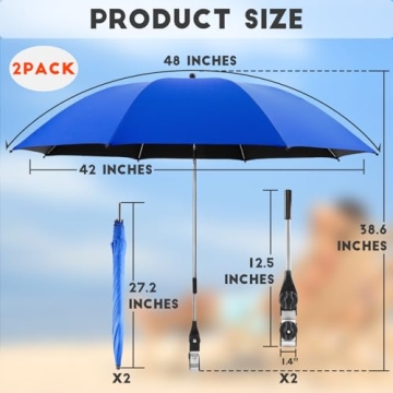 NBtoUS 2 PACK Beach Umbrella with Clamp for Easy Use