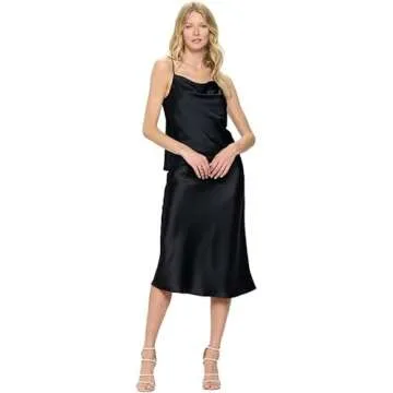 High Waist Silky Satin Midi Skirt for Women - Stylish Comfort