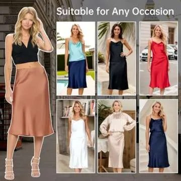 High Waist Silky Satin Midi Skirt for Women - Stylish Comfort