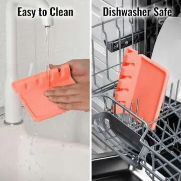 Zulay Kitchen Silicone Utensil Rest with Drip Pad for Multiple Utensils - BPA-Free, Heat-Resistant Spoon Rest & Spoon Holder for Stove Top - Kitchen Utensil Holder for Ladles & Tongs - Peach Bud