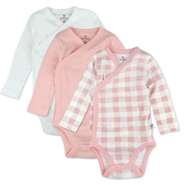 HonestBaby 3-Pack Organic Cotton Long Sleeve Side-Snap Kimono Bodysuits, Peach Skin Painted Buffalo ...