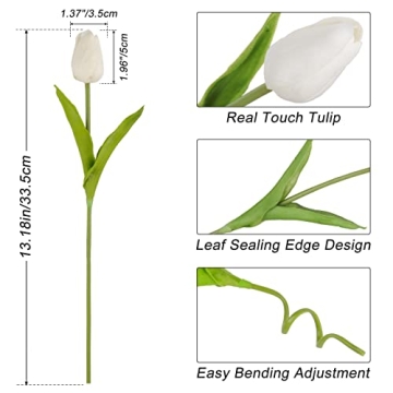 Beferr White Tulips Artificial Flowers for Home Decor