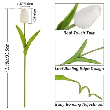 Beferr White Tulips Artificial Flowers for Home Decor