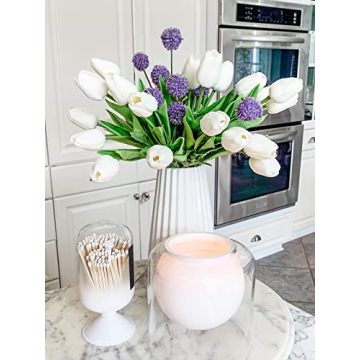 Beferr White Tulips Artificial Flowers for Home Decor
