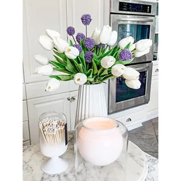Beferr White Tulips Artificial Flowers for Home Decor