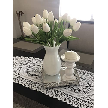 Beferr White Tulips Artificial Flowers for Home Decor