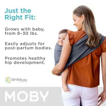 Moby Baby Wrap Carrier Ring Sling for Newborns to Toddlers, Hands-Free, Versatile Support for Moms &...
