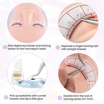 LANKIZ Eyelash Extension Kit, 448pcs Lash Practice Kit, Lash Kit for Eyelash Extensions Beginners, Eyelash Extension Supplies with Lash Mannequin Head for Training Makeup Practice