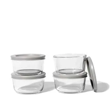 DURA LIVING 8-Piece Glass Food Storage Containers Set (4 Containers + 4 BPA-Free Lids) | 7-Ounce, Le...