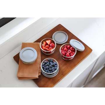 DURA LIVING 8-Piece Glass Food Storage Containers Set (4 Containers + 4 BPA-Free Lids) | 7-Ounce, Leakproof | Microwave, Freezer, Oven & Dishwasher Safe | Ideal for Meal Prep & Pantry Organization