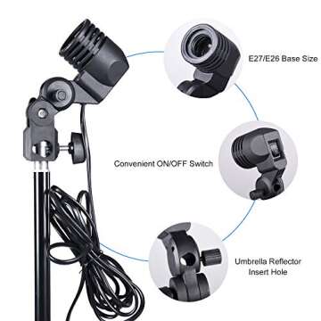 Emart Photography Umbrella Lighting Kit, 1575W 5500K Photo Video Studio Continuous Reflector Lights for Camera Portrait Shooting Daylight (Translucent/White, Black & Silver, Black & Gold)