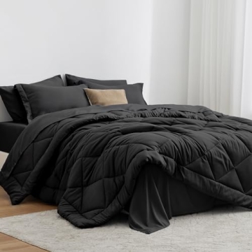 Love's cabin King Size Comforter Set Black, 7 Pieces King Bed in a Bag, All Season King Bedding Sets...