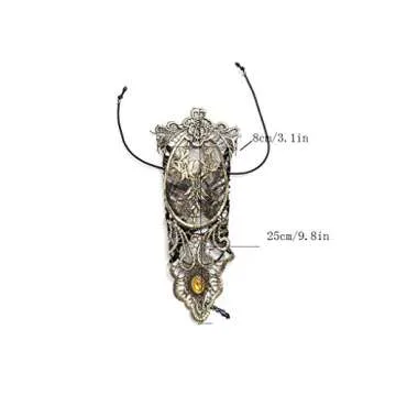 Jurxy Bronzing Fingerless Gloves Women Gothic Floral Lace Steampunk Wristband Ring Vintage Beaded Ha...