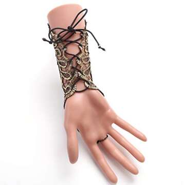 Jurxy Bronzing Fingerless Gloves with Ring - Elegant Accessory