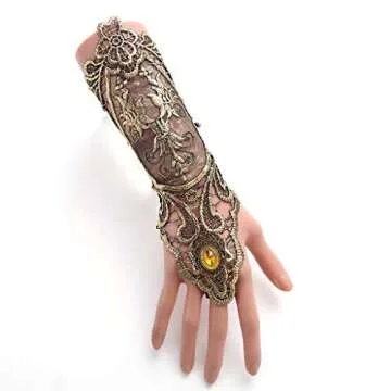 Jurxy Bronzing Fingerless Gloves with Ring - Elegant Accessory