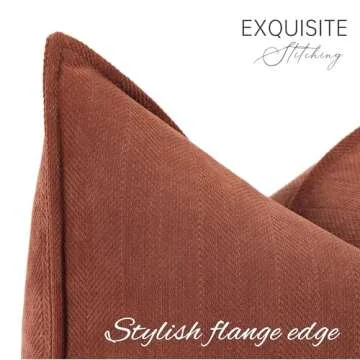 ZWJD Rust Throw Pillow Covers 24x24 Set of 2 Chenille Fall Pillow Covers with Elegant Design Soft an...