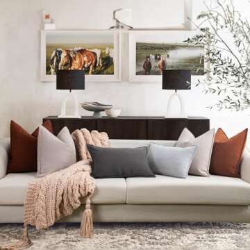 ZWJD Rust Chenille Throw Pillow Covers Set of 2 24x24