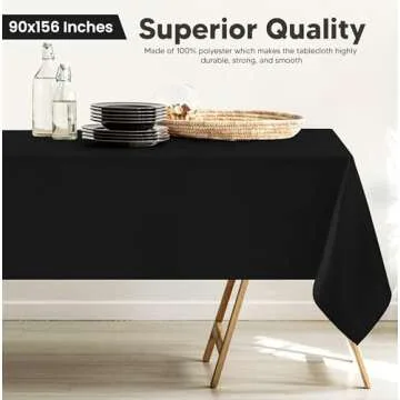 Utopia Kitchen 2 Pack Rectangle Table Cloth [90x156 Inches, Black] Stain and Wrinkle Resistant Table...