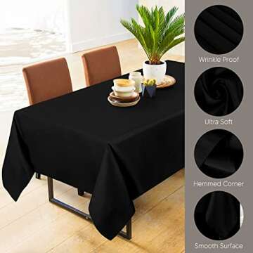 Utopia Kitchen 2 Pack Rectangle Table Cloth [90x156 Inches, Black] Stain and Wrinkle Resistant Tablecloth Washable Polyester Cover for Dining, Buffet Parties, Picnic and Weddings
