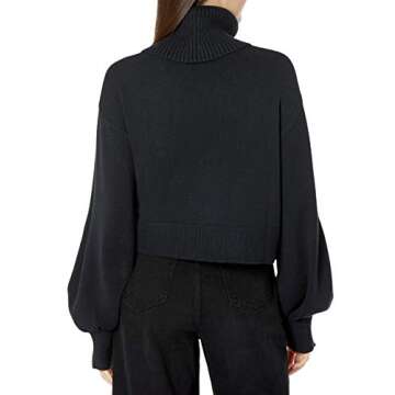 The Drop Women's @lucyswhims Long Sleeve Cropped Turtleneck Sweater, Black, S