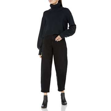 The Drop Women's @lucyswhims Long Sleeve Cropped Turtleneck Sweater, Black, S