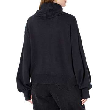 The Drop Women's @lucyswhims Long Sleeve Cropped Turtleneck Sweater, Black, S